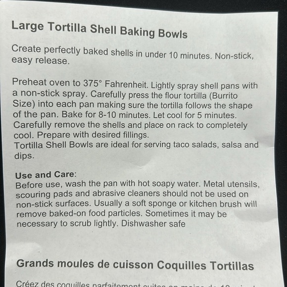 Large Tortilla Shell Baking Bowls - Picture 5 of 5